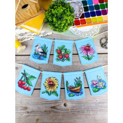 Cross stitch kit "Summer garland (7 flags)" 11 x 8 cm ST-1211