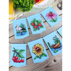 Cross stitch kit "Summer garland (7 flags)" 11 x 8 cm ST-1211