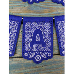 Cross stitch kit "Lace garland "Happy New Year"! (12 flags)" 12 x 8 cm ST-1208
