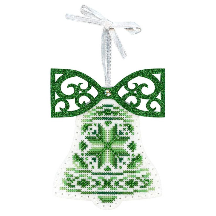 Cross stitch kit "White bell with a bow" 12 x 9 cm ST-1204
