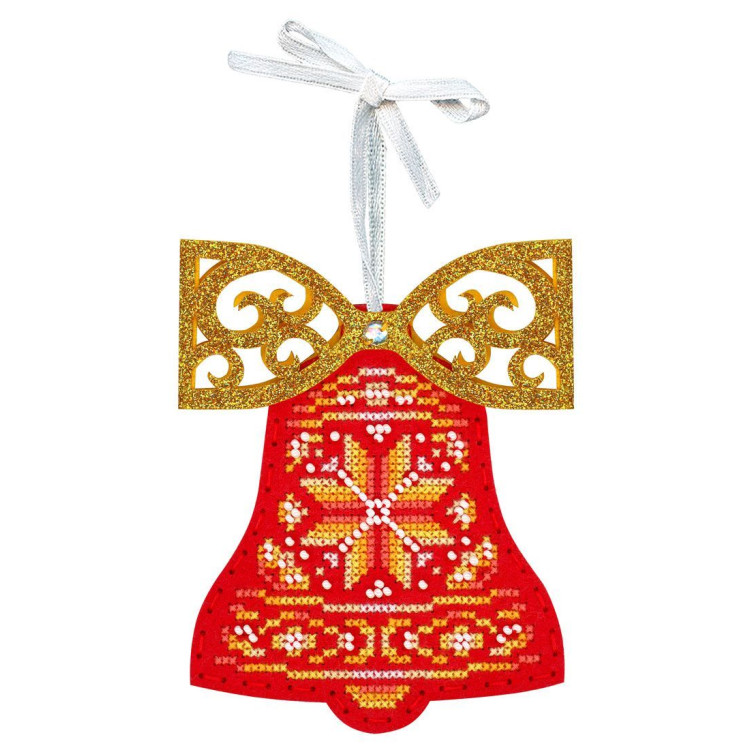Cross stitch kit "Red bell with a bow" 12 x 9 cm ST-1202