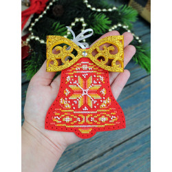 Cross stitch kit "Red bell with a bow" 12 x 9 cm ST-1202