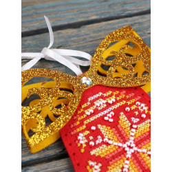 Cross stitch kit "Red bell with a bow" 12 x 9 cm ST-1202