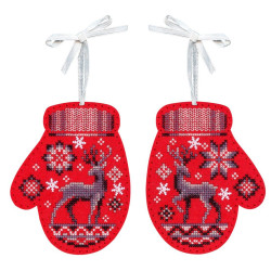 Cross stitch kit "Mittens with deer. Set of 2" 11 x 9 cm ST-1201