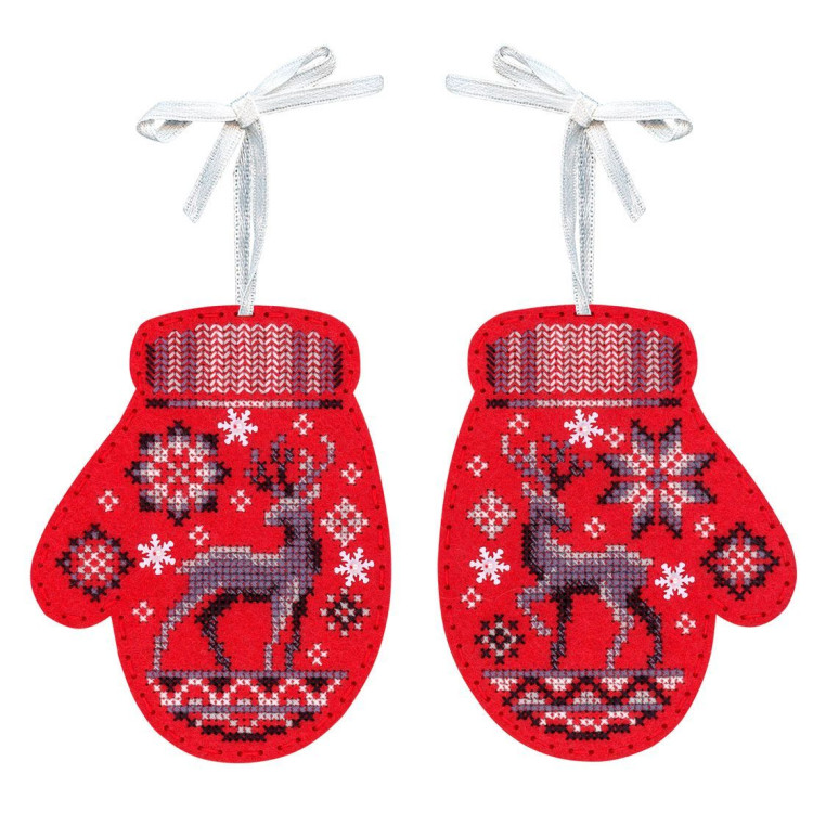 Cross stitch kit "Mittens with deer. Set of 2" 11 x 9 cm ST-1201