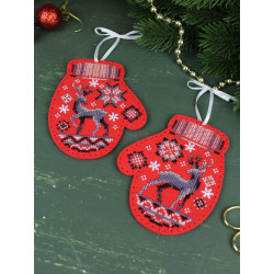 Cross stitch kit "Mittens with deer. Set of 2" 11 x 9 cm ST-1201