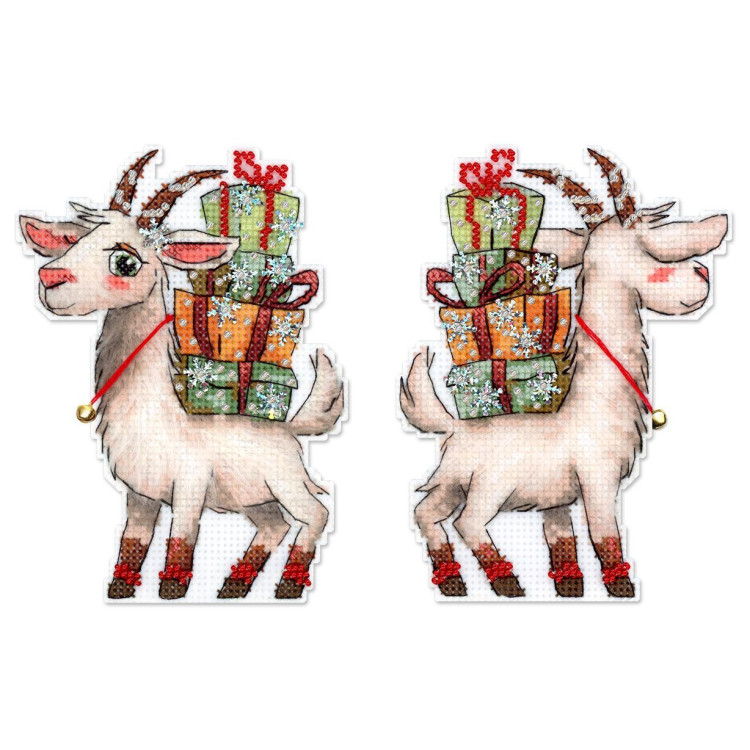 Cross stitch kit "Fluffy goat" 13x10 cm SR-1372