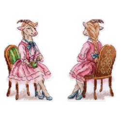 Cross stitch kit "A little goat at tea time" 13 x 8 cm SR-1371