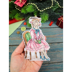 Cross stitch kit "A little goat at tea time" 13 x 8 cm SR-1371