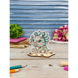 Cross stitch kit "Cute Triceratops" 9 x 9 cm SR-1343