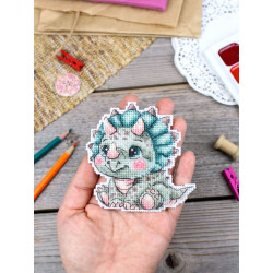 Cross stitch kit "Cute Triceratops" 9 x 9 cm SR-1343