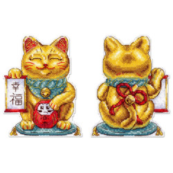 Cross stitch kit "Golden maneki-neko" 13 x 10 cm SR-1334