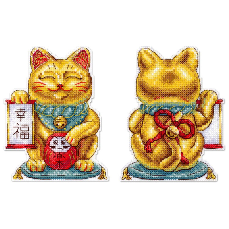 Cross stitch kit "Golden maneki-neko" 13 x 10 cm SR-1334