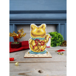 Cross stitch kit "Golden maneki-neko" 13 x 10 cm SR-1334