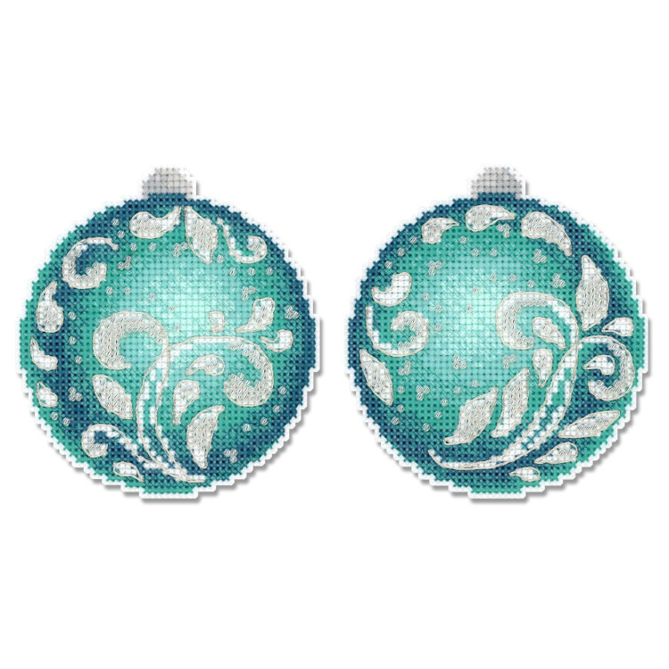 Cross stitch kit "Emerald Radiance" Christmas Ornament" 10 x 9 cm SR-1320
