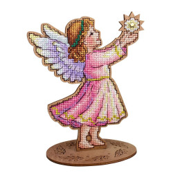 Cross-stich on wooden base "Angel" 15*12*8 cm SO-205