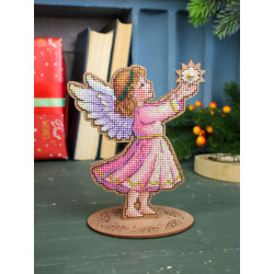 Cross-stich on wooden base "Angel" 15*12*8 cm SO-205