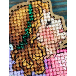 Cross-stich on wooden base "Angel" 15*12*8 cm SO-205