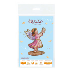 Cross-stich on wooden base "Angel" 15*12*8 cm SO-205