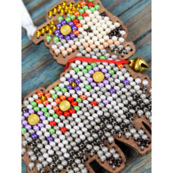 Cross-stich on wooden base "Goat in flowers" 7*7 cm SO-182