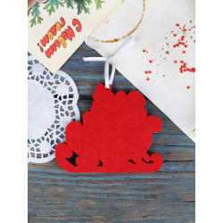 Cross-stich on wooden base "Christmas tree decoration. Festive sleigh" 8*9 cm SO-145