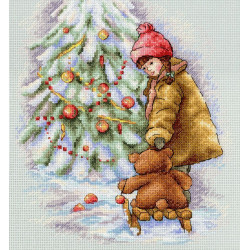 Cross stitch kit "Near the decorated Christmas tree" 26*22 cm SNV-1018