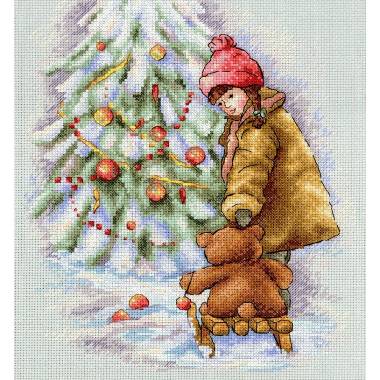 Cross stitch kit "Near the decorated Christmas tree" 26*22 cm SNV-1018