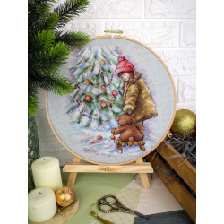 Cross stitch kit "Near the decorated Christmas tree" 26*22 cm SNV-1018
