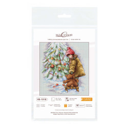 Cross stitch kit "Near the decorated Christmas tree" 26*22 cm SNV-1018
