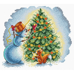 Cross stitch kit "Decorating the Christmas tree" 17*15 cm SM-1254
