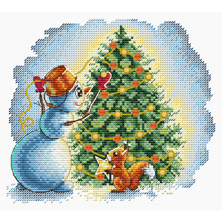 Cross stitch kit "Decorating the Christmas tree" 17*15 cm SM-1254