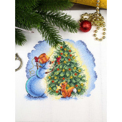 Cross stitch kit "Decorating the Christmas tree" 17*15 cm SM-1254