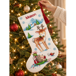Cross stitch kit "Reindeer & Hedgehog Stocking" 40 cm D70-08978