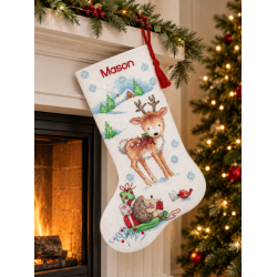 Cross stitch kit "Reindeer & Hedgehog Stocking" 40 cm D70-08978