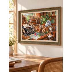 Cross stitch kit "Playful Paws Workshop" 45 × 32 cm SLETIL9992
