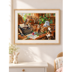 Cross stitch kit "Playful Paws Workshop" 45 × 32 cm SLETIL9992