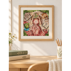 Cross stitch kit  "Books, flowers and dreams" 15.88 x 15.88 cm AVA-P114