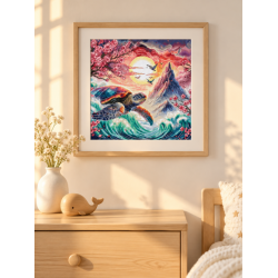 Siuvinėjimo kryželiu rinkinys "Rytinės saulės vėžlys" 27.94 × 27.94 AVA-P056