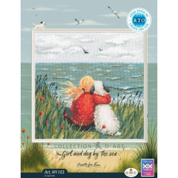 Cross-stitch kit "Girl and dog by the sea" 21.5 x 22 cm RTOM1103