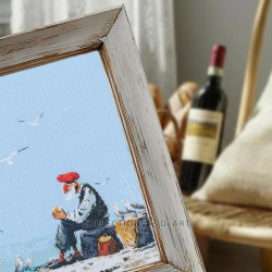 Cross-stitch kit "Old man by the sea" 24,5 x 24,5 cm RTOM1105