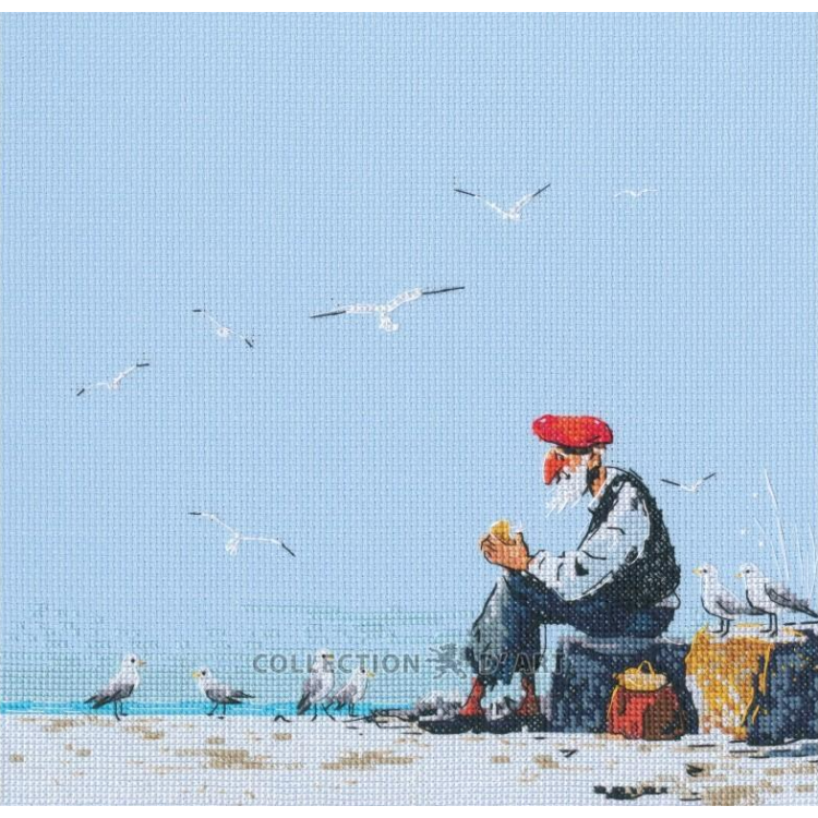 Cross-stitch kit "Old man by the sea" 24,5 x 24,5 cm RTOM1105