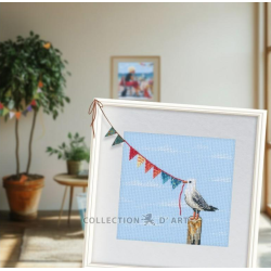 Cross-stitch kit "Seagull with flags" 12 x 11 cm RTOM1107