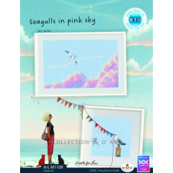Cross-stitch kit "Seagulls in pink sky" 12,5 x 6,5 cm RTOM1109