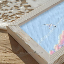 Cross-stitch kit "Seagulls in pink sky" 12,5 x 6,5 cm RTOM1109