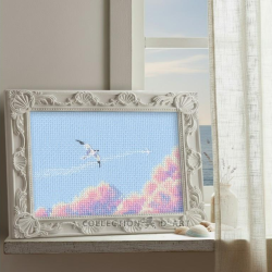 Cross-stitch kit "Seagulls in pink sky" 12,5 x 6,5 cm RTOM1109