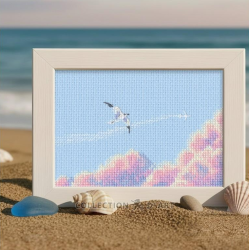 Cross-stitch kit "Seagulls in pink sky" 12,5 x 6,5 cm RTOM1109