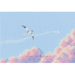 Cross-stitch kit "Seagulls in pink sky" 12,5 x 6,5 cm RTOM1109