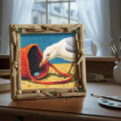 Cross-stitch kit "Curious seagull" 14 x 14 cm RTOM1110