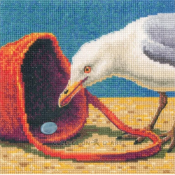 Cross-stitch kit "Curious seagull" 14 x 14 cm RTOM1110