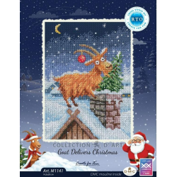 Cross-stitch kit "Goat Delivers Christmas" 14,5*20 cm RTOM1141